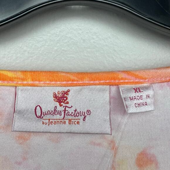 NEW Quacker Factory Women's Floral Rhinestone Tunic Top Size XL Pink Orange Boho - Picture 5 of 8